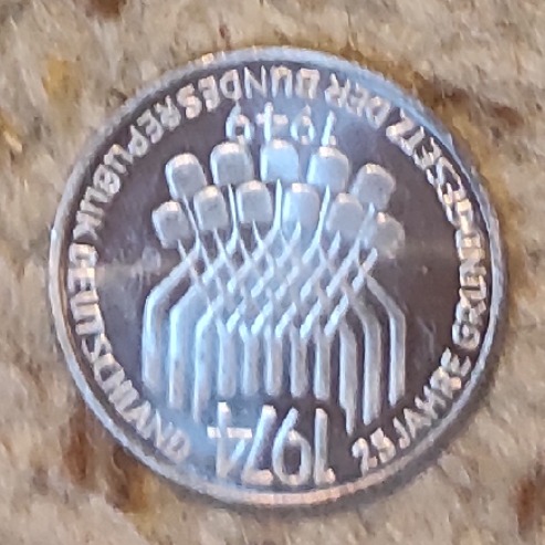  Deutschland 5 Mark 1974, SILBER, 25 Jahre Grundgesetz der Bundesrepublik Deutschland   