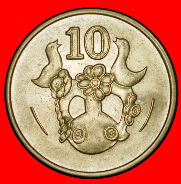 Ⰺ GROSSBRITANNIEN (1983-2004): ZYPERN ★ 10 CENT 1992! VASE MIT VÖGELN! ★ OHNE VORBEHALT!