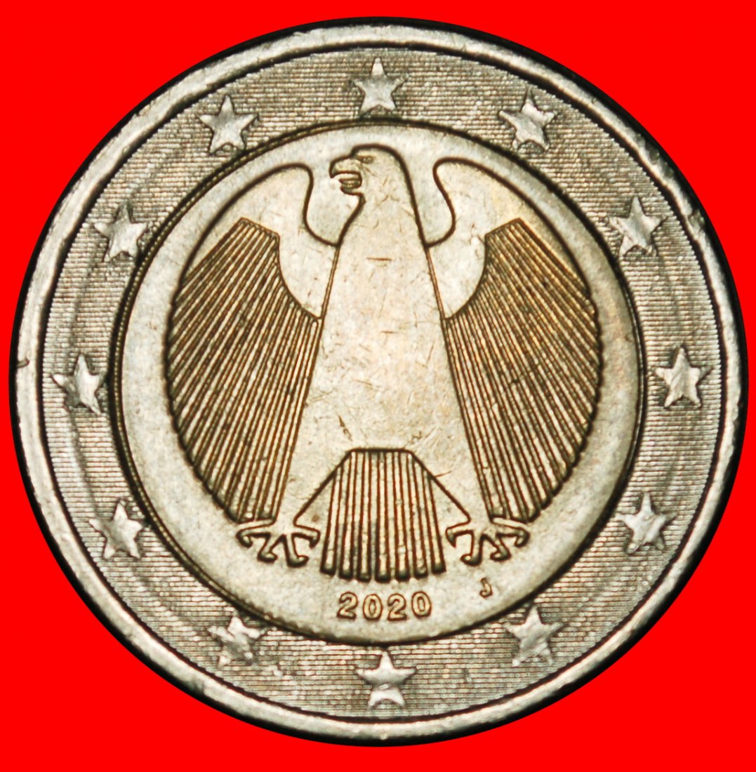 Ⰺ NON-PHALLIC TYPE (2008-2026): GERMANY ★ 2 EUROS 2020J HAMBURG! DIE I! LOW START ★ NO RESERVE!