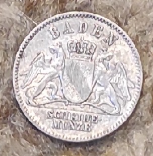  Baden 3 Kreuzer 1869, SILBER,   