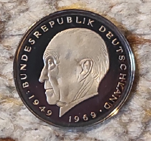  Deutschland 2 Mark 1983 D, VERGOLDET, Konrad Adenauer   