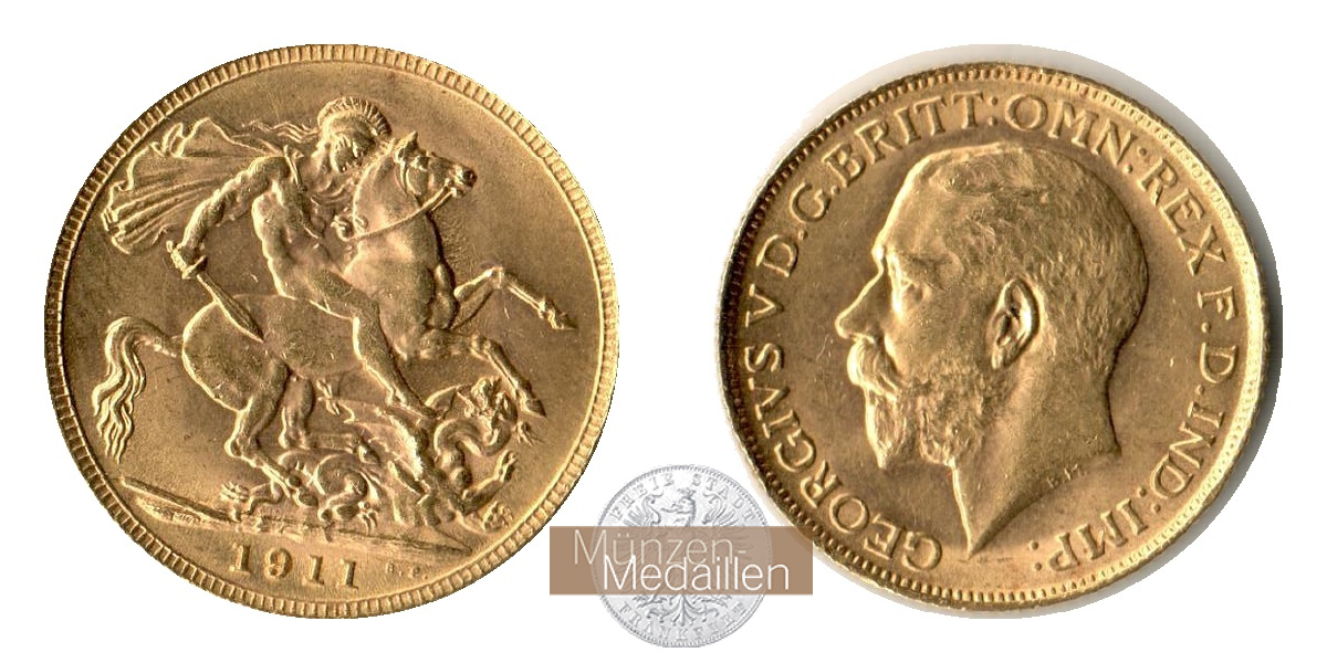  Australien 1 Sovereign George V 1913 (1911-1928) MM-Frankfurt KM#29 Feingold: 7,325g   