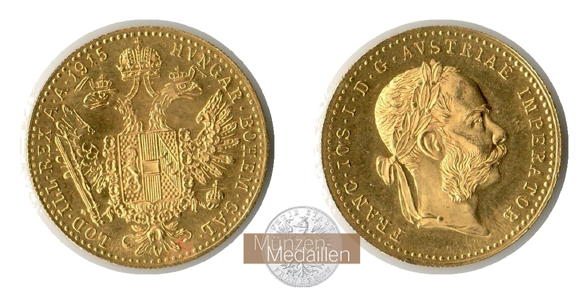 Österreich-Ungarn, Franz Joseph I. MM-Frankfurt Feingold: 3,44g Dukat 1915 NP 