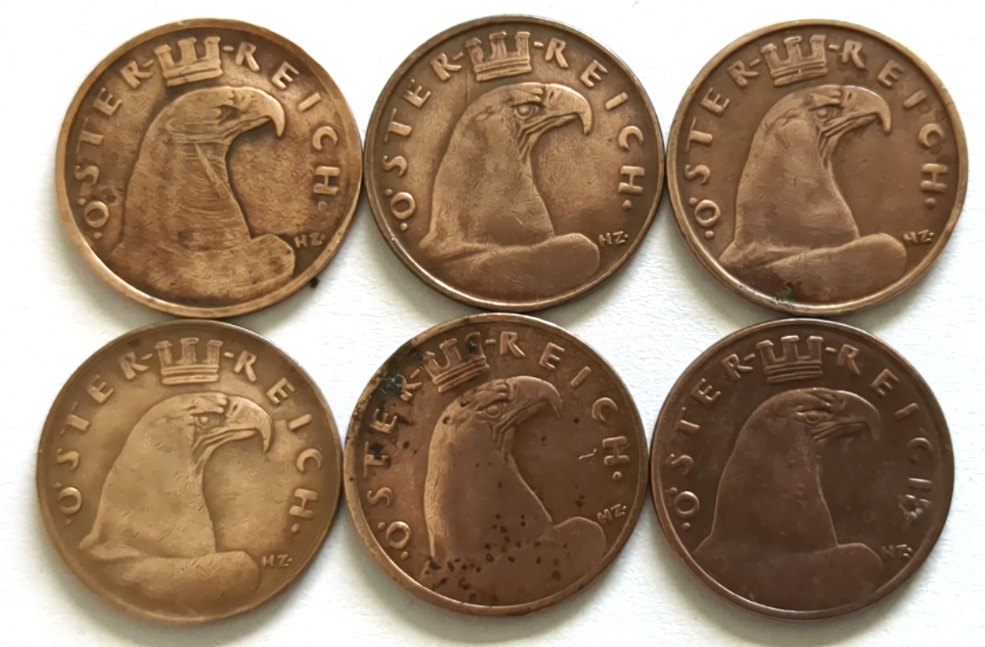  6 x 1 Groschen 1925-1937   