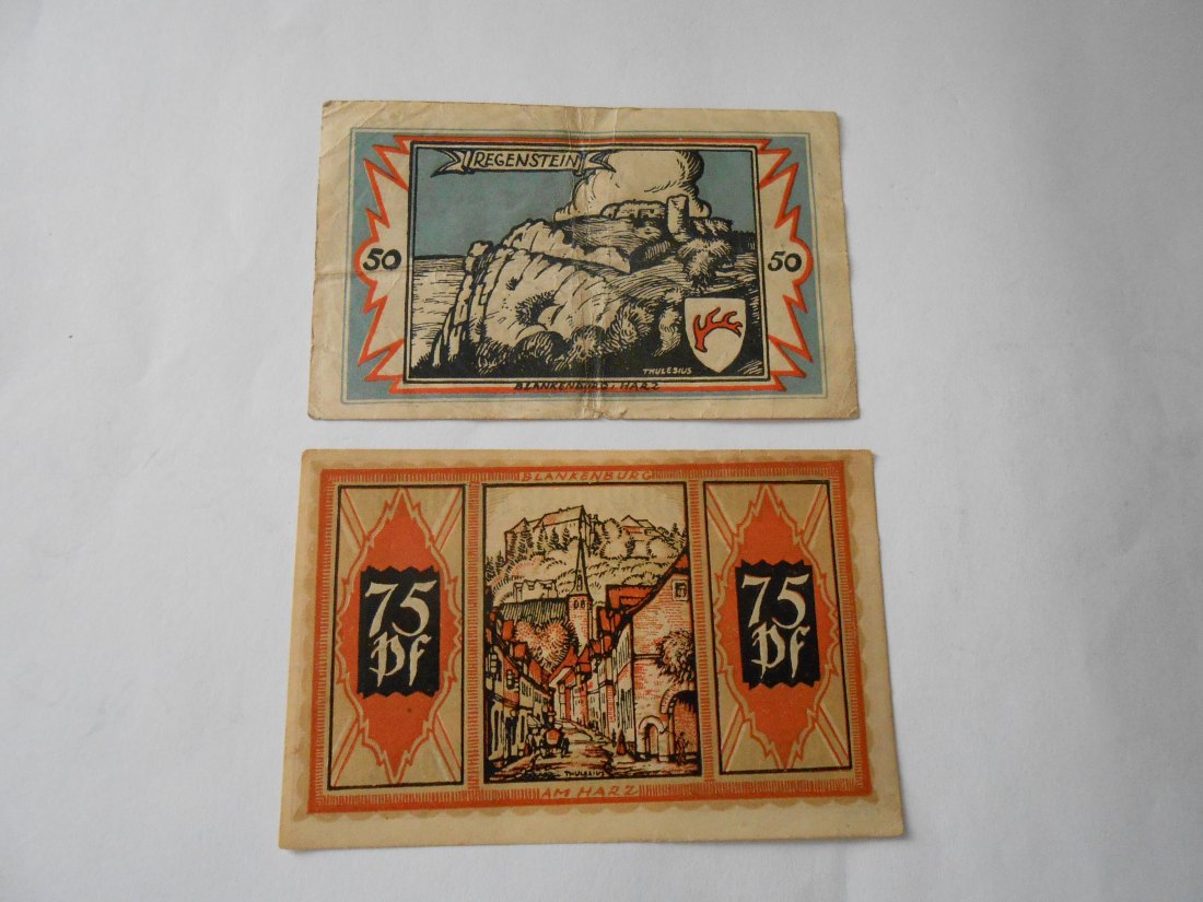  Notgeld(8) 50 Pfennig Braunschweig 1923 und 75 Pfennig Stadt Braunschweig 1921   