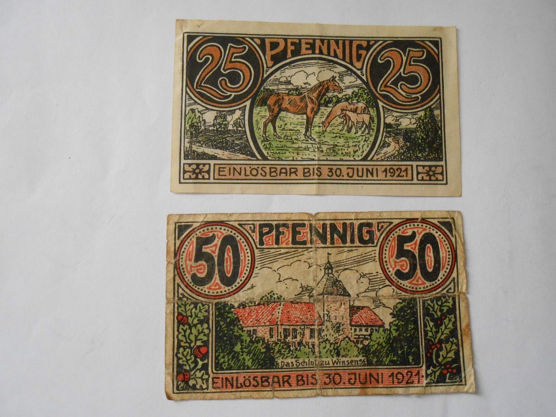  Notgeld(10) 25 und 50 Pfennig Kreis Winden  einlösbar bis 30. Juni 1921   