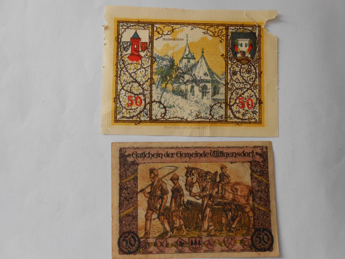  Notgeld(11)  50 Pfennig  Westerburg  1920 und  50 Pfennige Wittgensdorf  1921   