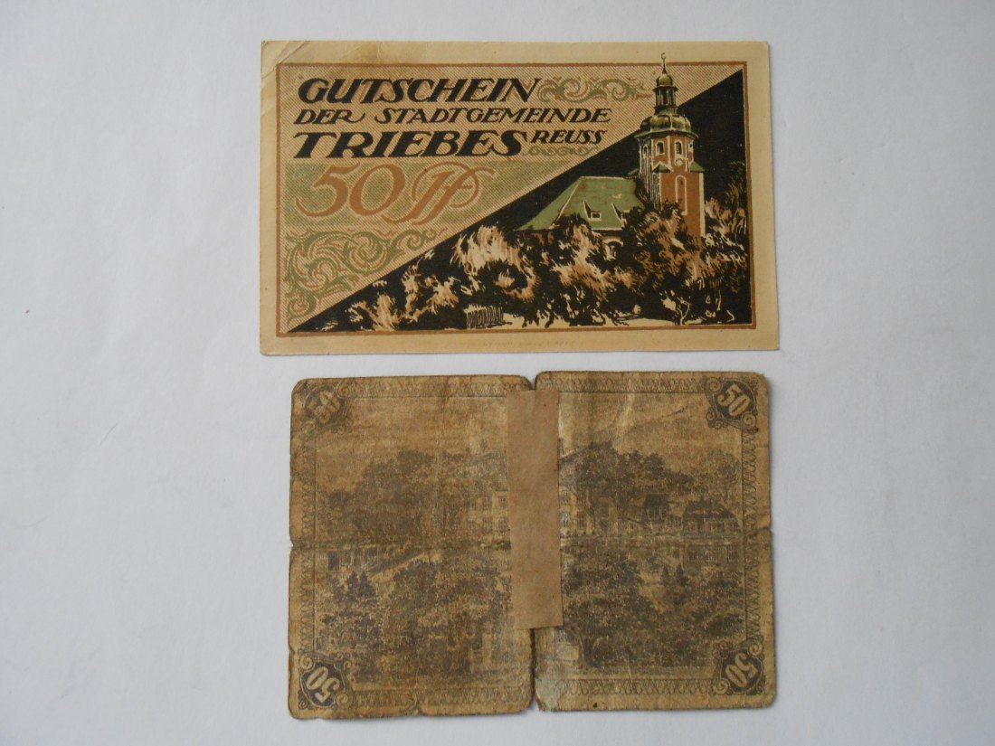  Notgeld(13) 50 Pfennig  Triebes  1921 und  50 Pfennig Wiedenbrück in Westfalen  1918   