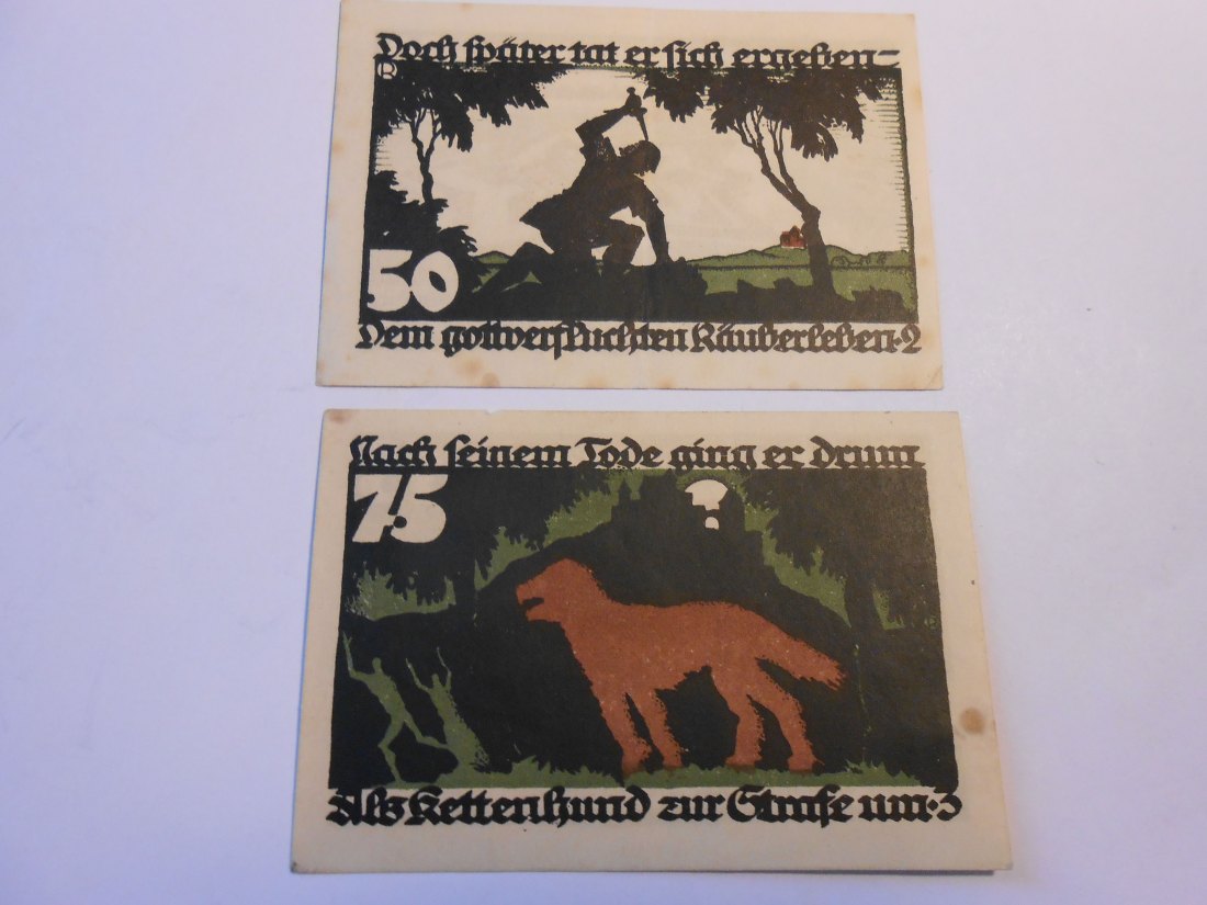  Notgeld(25)  50 Pfennig Stadt Vechta  1922 und  75 Pfennig Stadt Vechta  1922   