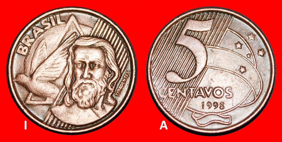 Ⰺ SOUTHERN CROSS (1998-2025): BRAZIL ★ 5 CENTAVOS 1998! DISCOVERY COIN!★LOW START ★ NO RESERVE!   