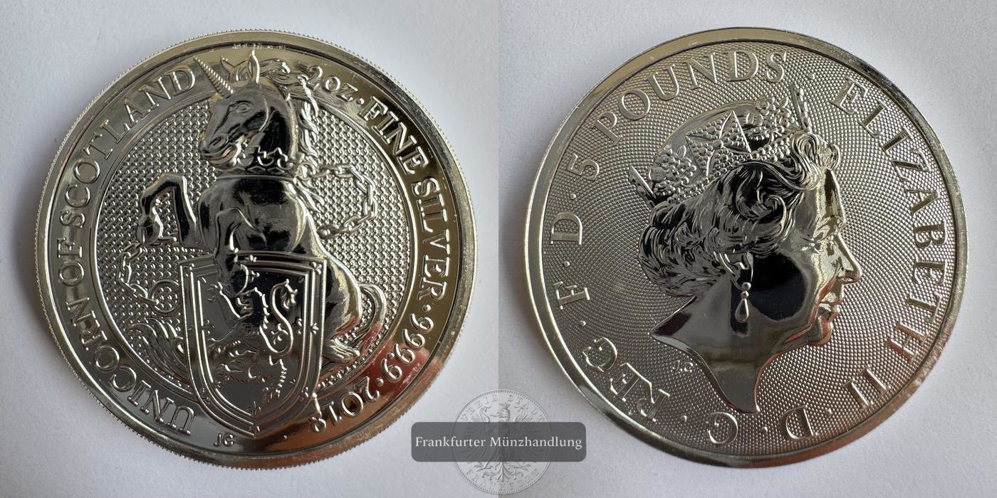  UK 5 Pounds Unicorn of Scotland 2018 FM-Frankfurt KM#1591 Feinsilber: 62,4g   