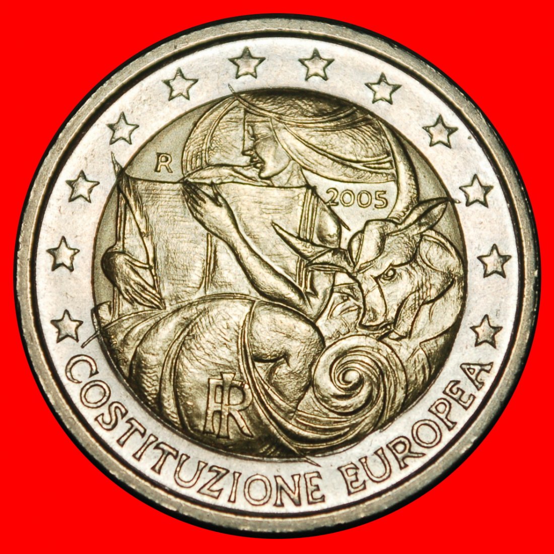  Ⰺ CONSTITUTION 2004: ITALY ★ 2 EUROS 2005R PHALLIC TYPE (2002-2006)!  RIM r1★LOW START ★ NO RESERVE!   