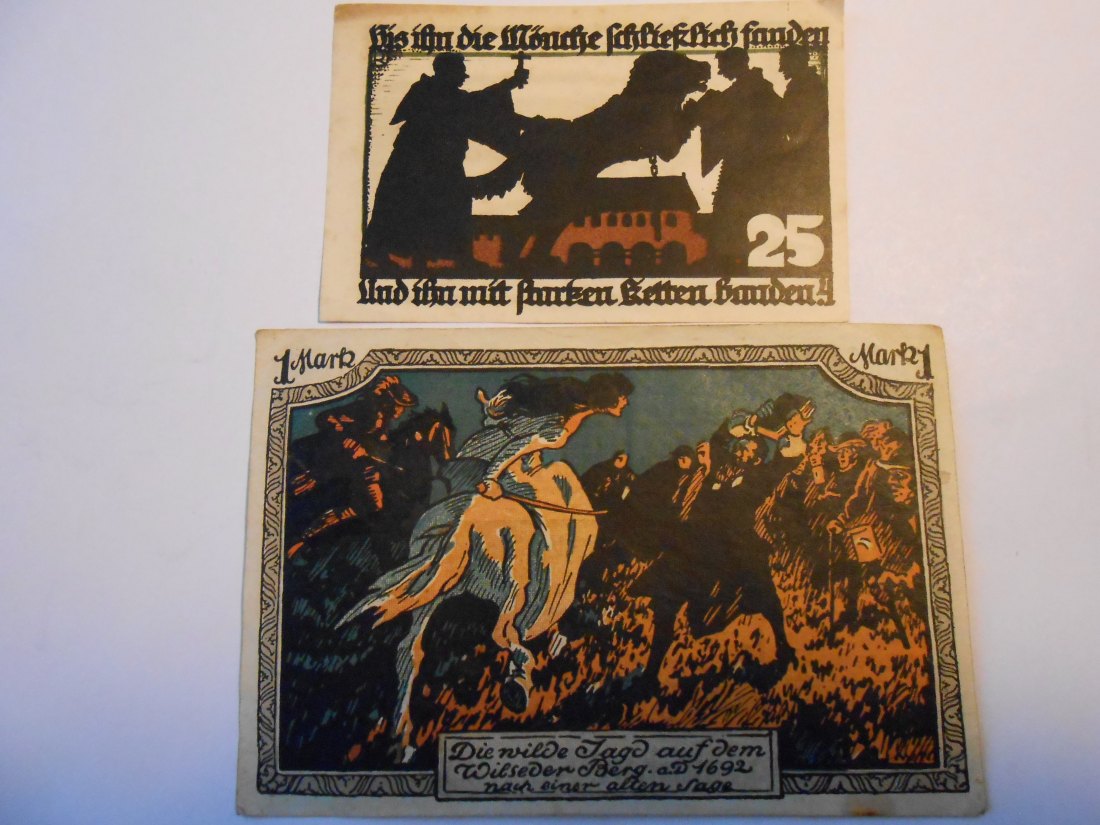  Notgeld(27) 25 Pfennig  Vechta  1922 und  1 Mark Hilfsschein  e.V. Sitz Stuttgart 1921   