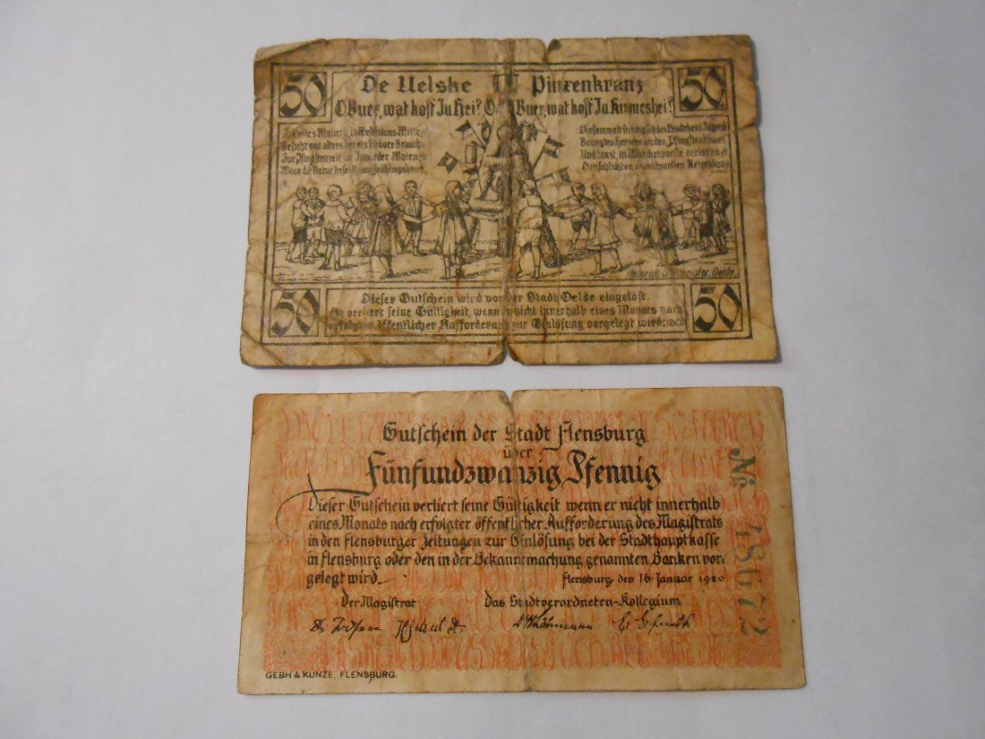  Notgeld(31)  50 Pfennig Stadt Oelde 1920 und  25 Pfennige Stadt Flensburg 1920   