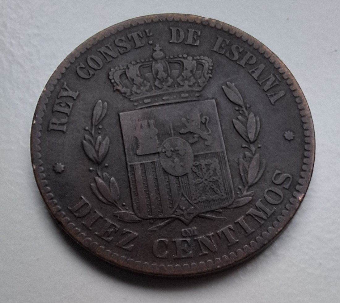 Spanien 10 Centimos 1878 Alfonso XII.
