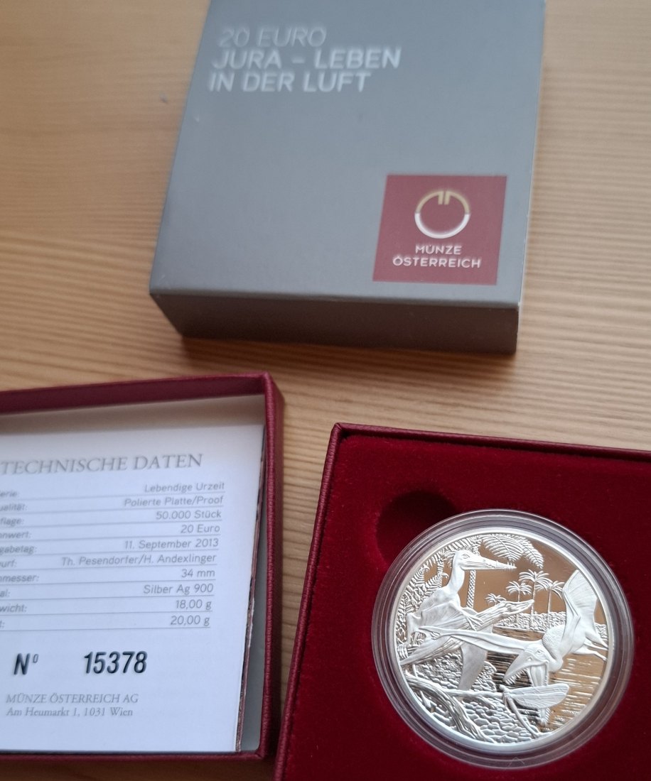  20 SILBER EURO 2013, JURA, Original-Set der Österreich Münze, Zertifikat   