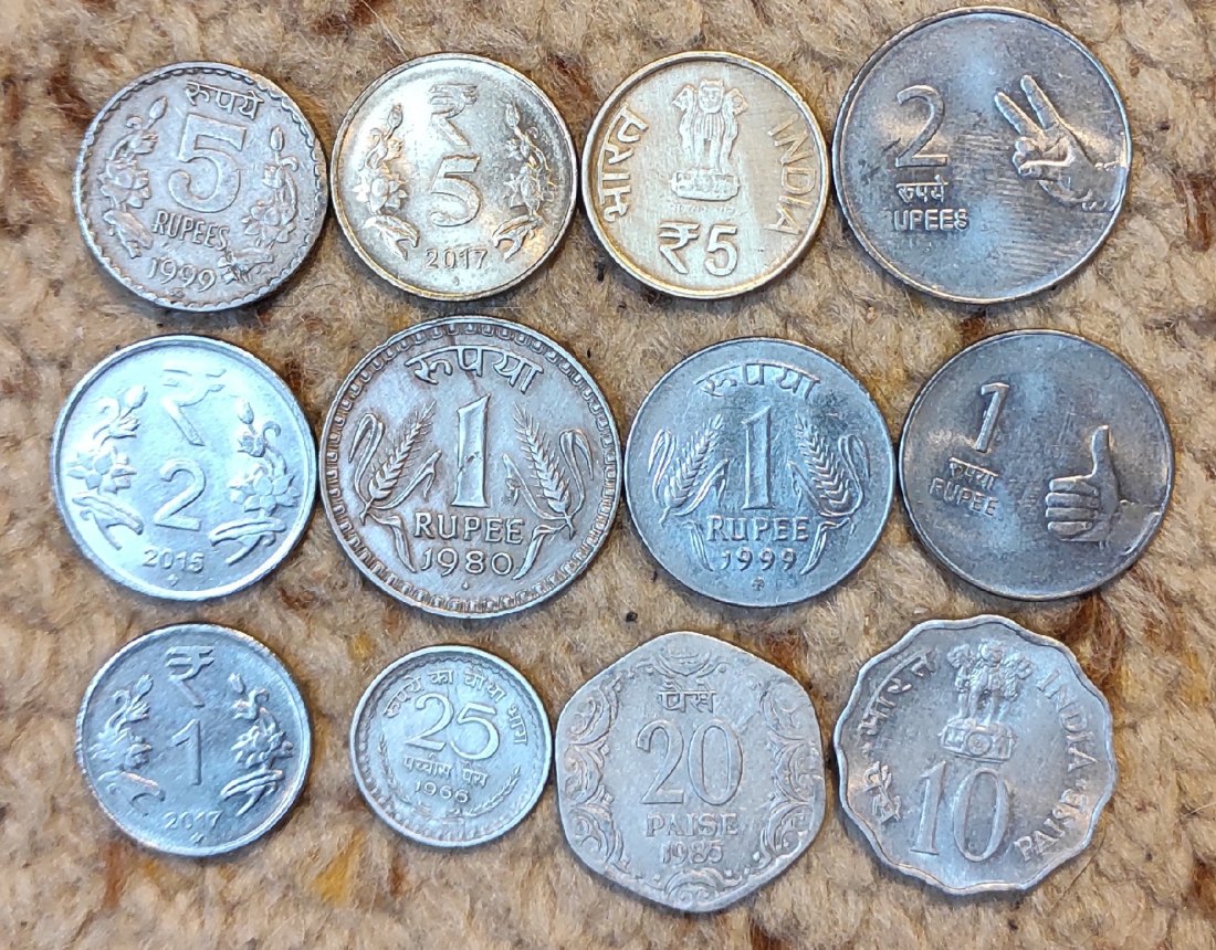  Set 059: Indien Münzlot mit 12 verschiedenen Münzen   