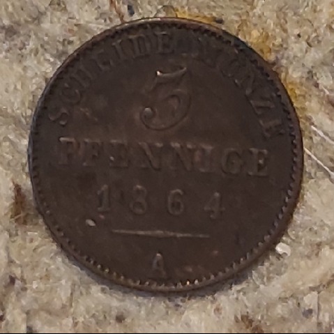  Fürstentum Reuss, jüngere Linie, 3 Pfennig 1864   