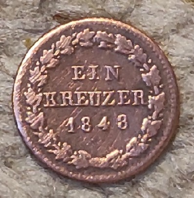 Herzogtum Nassau 1 Kreuzer 1848   