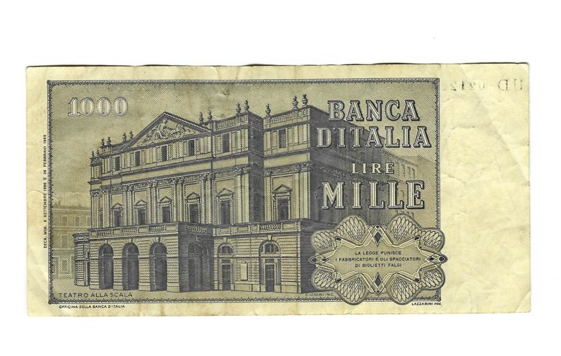  Banknote (57)1.000-Lire-Banknote Guiseppe Verdi, 2. Serie der Banca d'Italia, 6. September 1980   