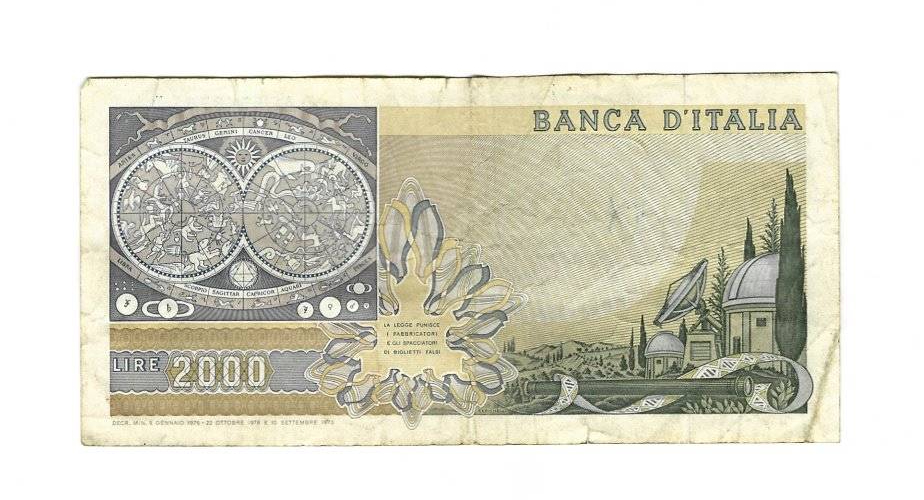  Banknote (58)Italien 2000-Lire-Banknote Galileo Galilei   aus dem Jahr 1983   