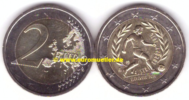 Slowakei 2 Euro Gedenkmünze 2026...Fußball Europameister   