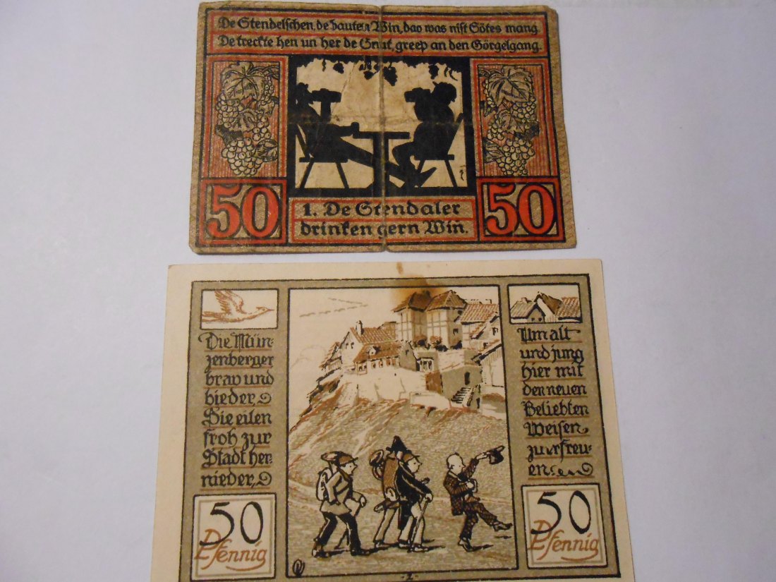  Notgeld(39) 50 Pf. Stendal i.d.Altmark 1921 und 50 Pf. Quedlinburg gültig 22./23. Apr. 1922   
