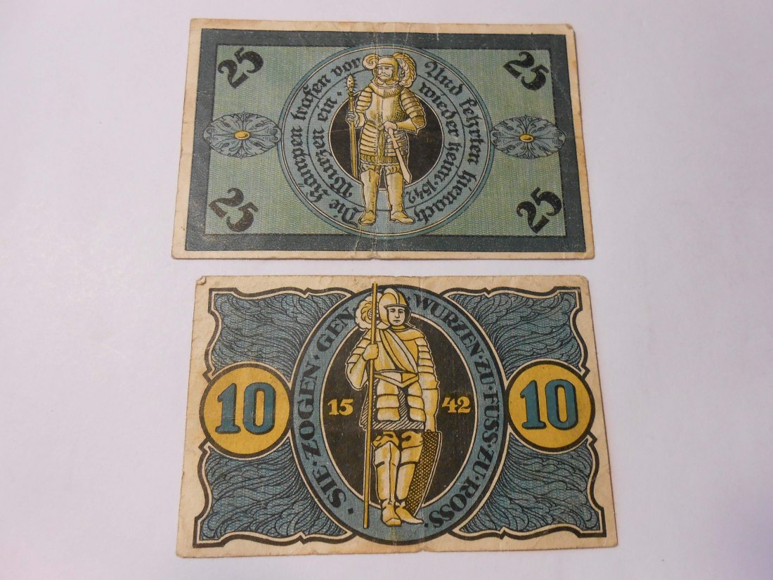  Notgeld(43)  25 Pfennig Stadt Torgau  1921 und  10 Pfennig Stadt Torgau 1921   