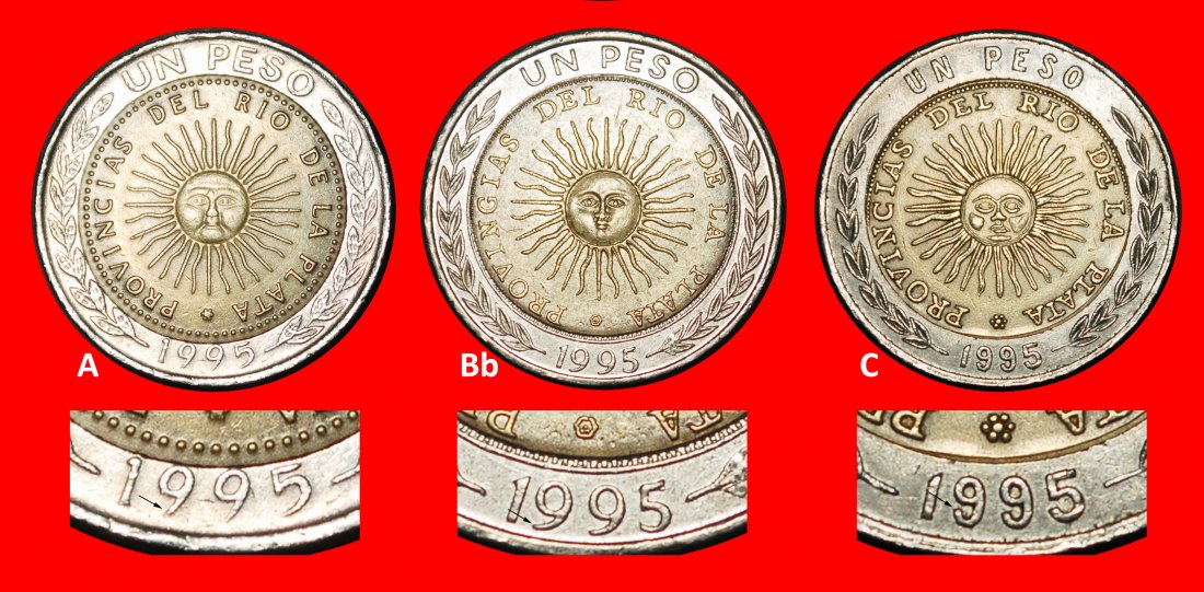  Ⰺ KOREA, BRITAIN, MEXICO, ITALY (1994-2016):ARGENTINA★1 PESO 1813 1995 3 COINS★LOW START★NO RESERVE!   