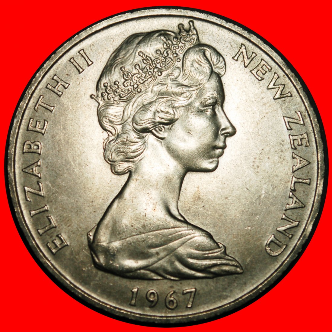  Ⰺ GREAT BRITAIN (1967-1976): NEW ZEALAND★ 1 DOLLAR 1967 ELIZABETH II 1953-2022★LOW START★NO RESERVE!   
