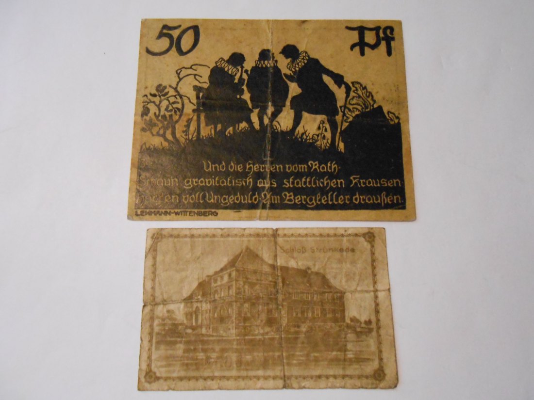  Notgeld(49) 50 Pf. Bad Schmiedeberg 1921 Nr.07809 und  50 Pf. Stadt Herne  1920 Nr.065973   