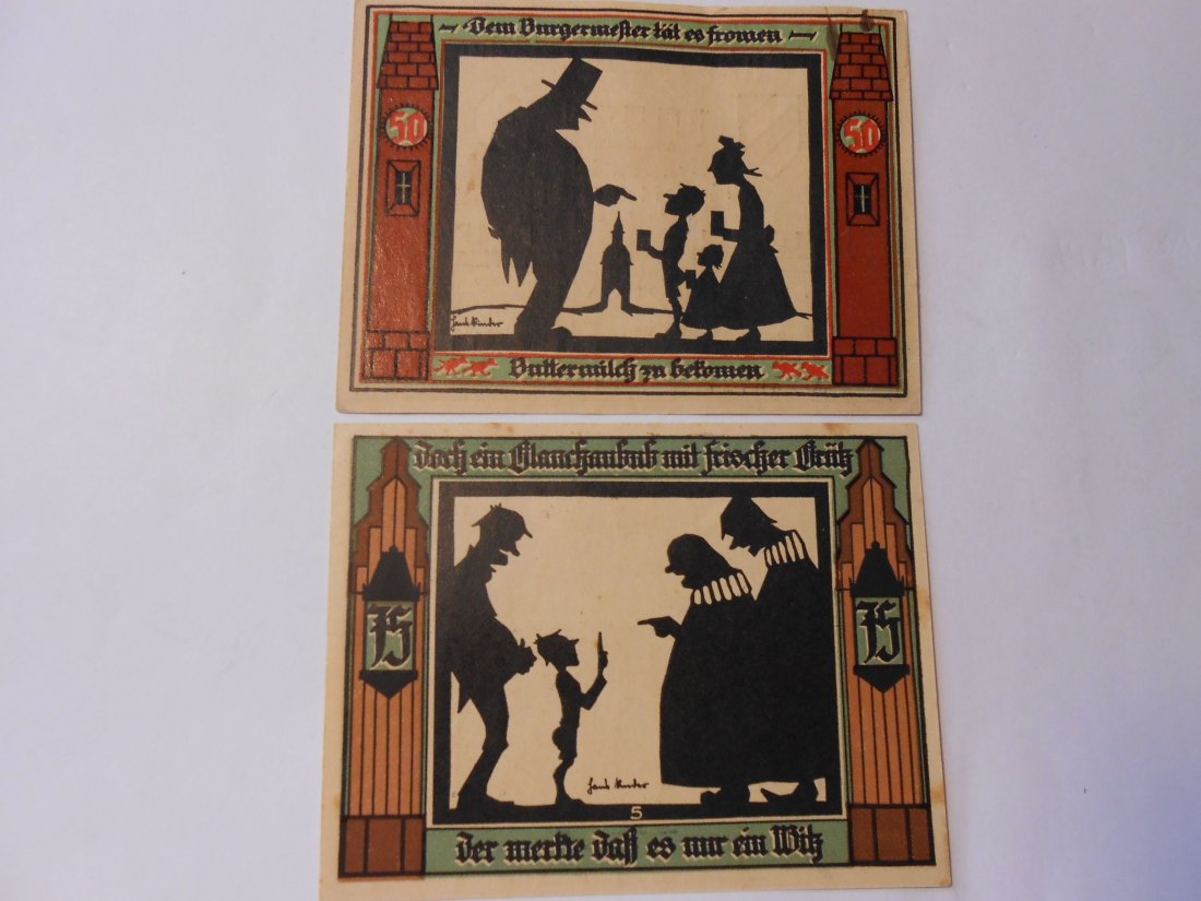  Notgeld(53)  50 Pf. Stadt Glauchau 1921 Nr.246728 und 75 Pf. Stadt Glauchau  1921 Nr.175788   