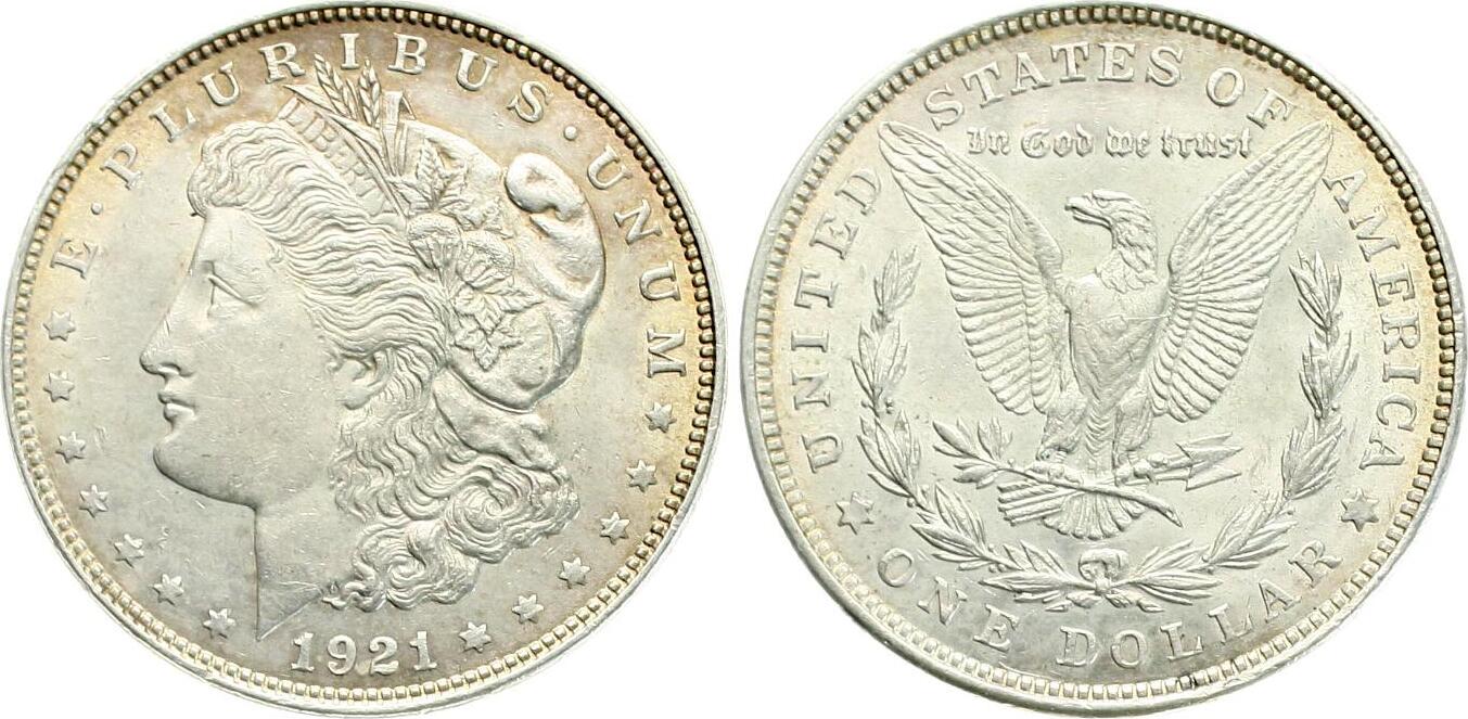  USA: 1 Dollar 1921, Morgan-Type, schöne Patina, näheres unten! TOP-ERHALTUNG!!   
