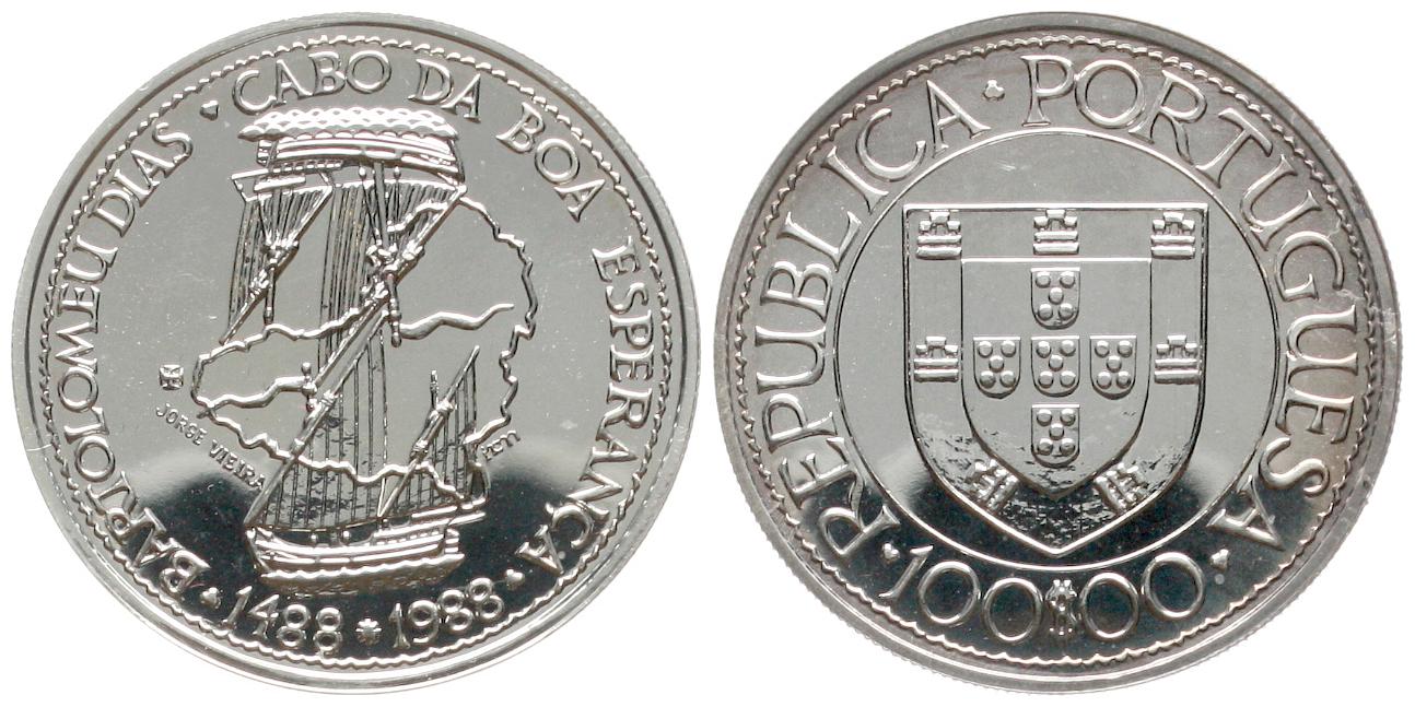  Portugal: 100 Escudos 1988, Prachtexemplar! siehe unten!   