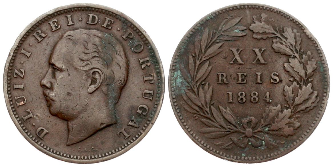  Portugal: 20 Reis 1883, Luiz I. 1861-1889   
