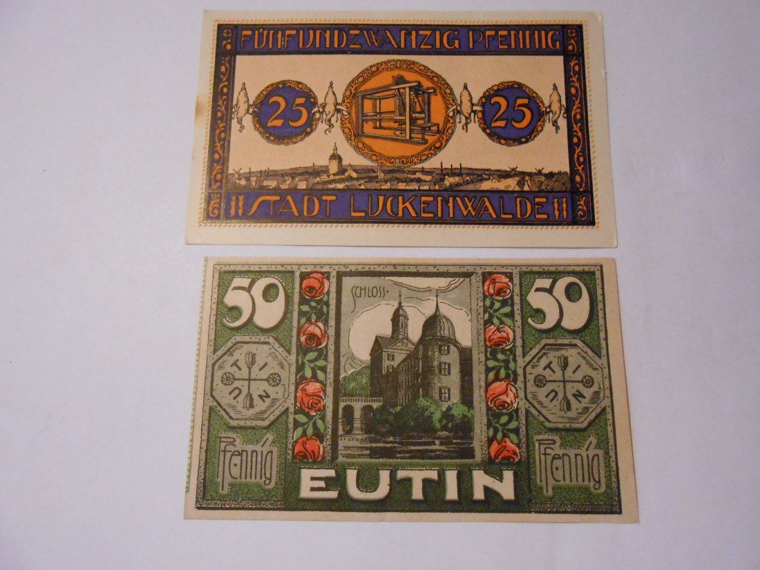  Notgeld(57) 25 Pfennig Stadt Luckenwalde 1921  und  50 Pfennig Stadt Eutin 1920   