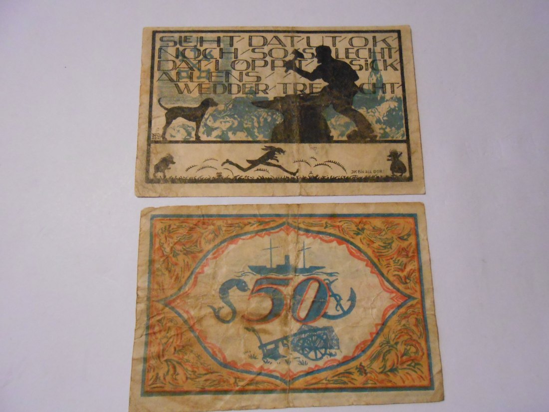  Notgeld(59) 50 Pf. Stadt Buxtehude o.J.  und  50 Pfennig Stadt Bremerhaven Nr. C 08149   
