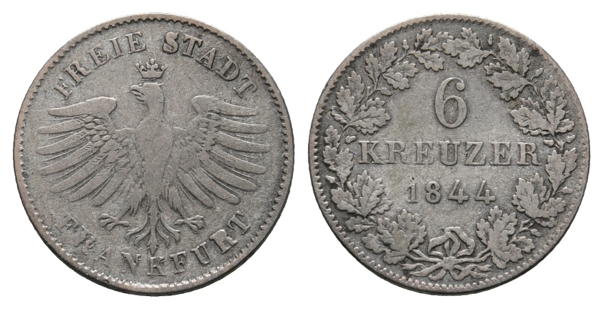  Altdeutschland; 6-Kreuzer-Stück 1844   