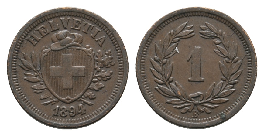  Schweiz; 1-Rappen-Münze 1894   