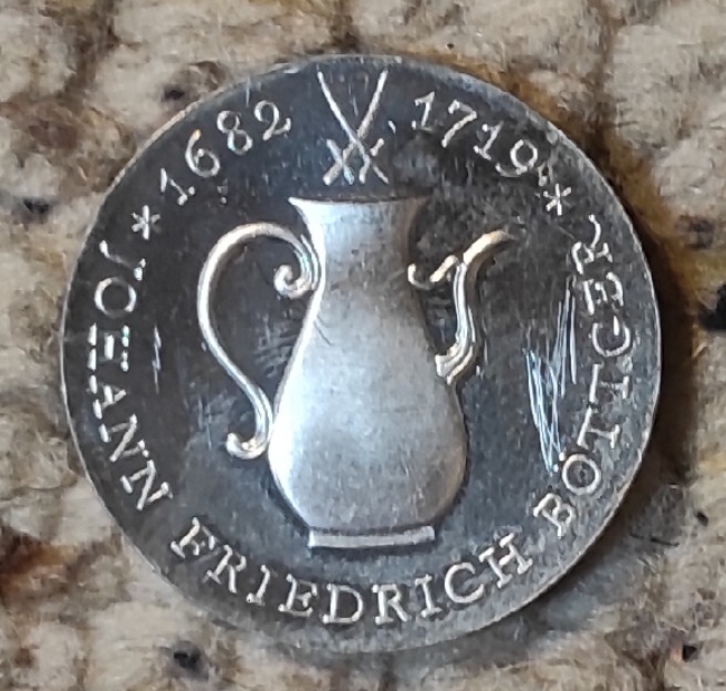 DDR 10 Mark 1969, SILBER, 250. Todestag von Johann Friedrich Böttger   
