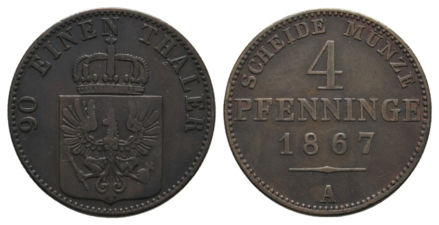  Altdeutschland, Preußen; Kleinmünze 1867   