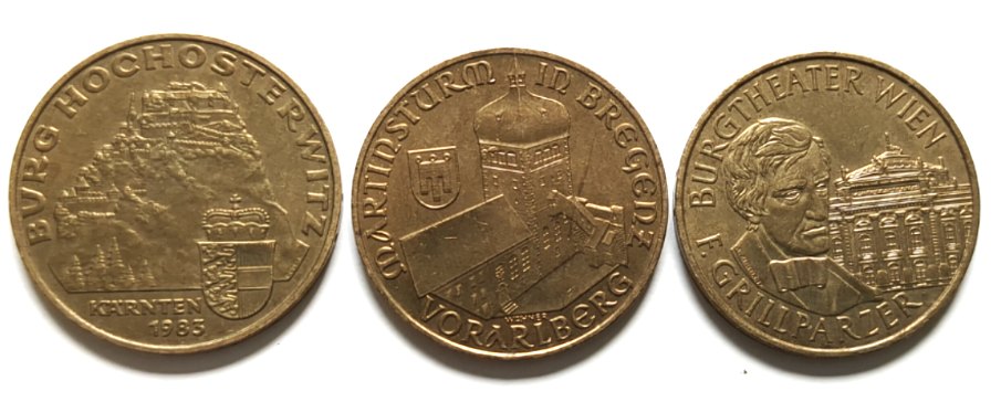  3 x 20 Schilling 1980 1990 1991   