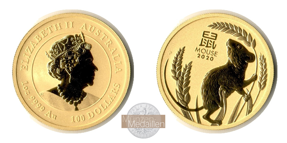 Australien MM-Frankfurt Feingewicht: 31,10g 100 Dollar Maus 2020 