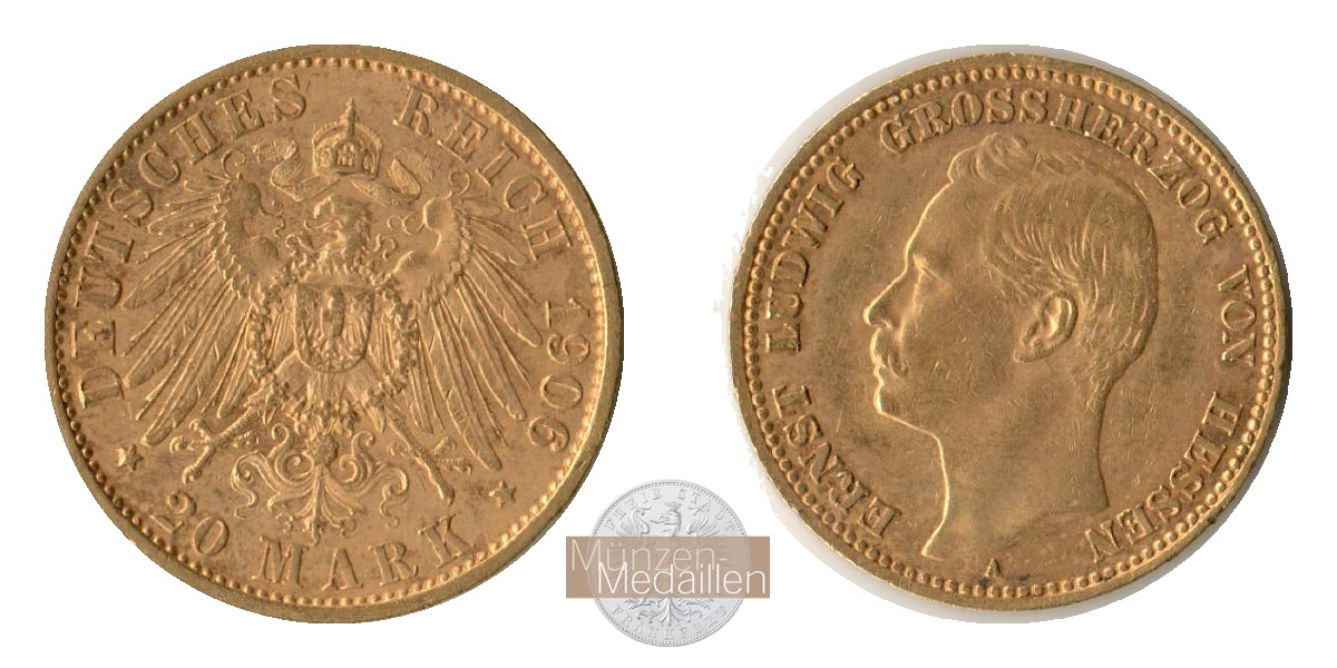 Preussen, Kaiserreich  20 Mark MM-Frankfurt Feingold: 7,17g Wilhelm II. (1890-1913) 1906 A 
