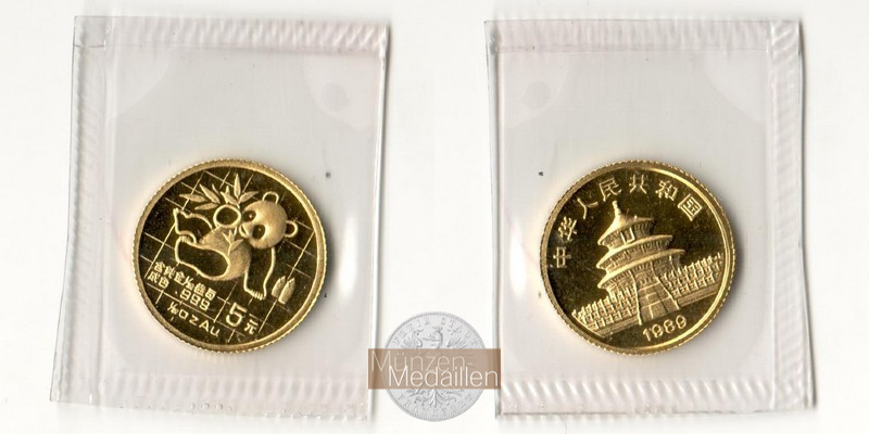 China MM-Frankfurt Feingold: 1,56g 5 Yuan Panda 1989 