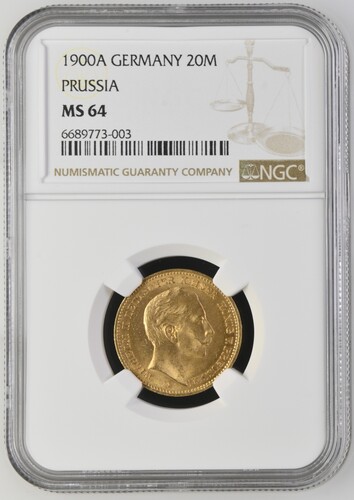 20 Mark Gold Preussen 1900 NGC MS 64