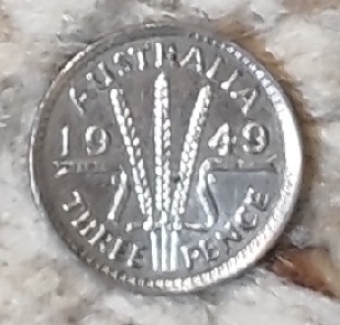  Australien 3 Pence 1949, SILBER, George VI.   
