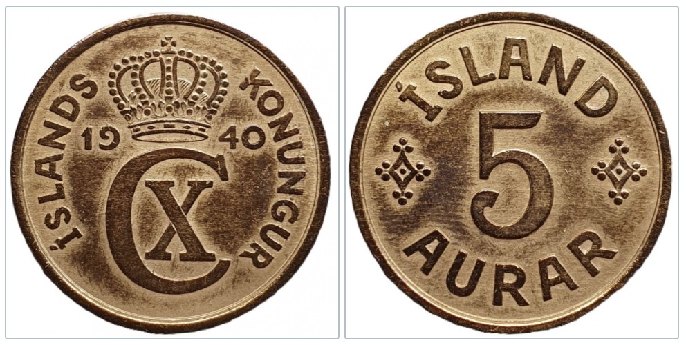  Island  5 Aurar 1940 Christian X.   