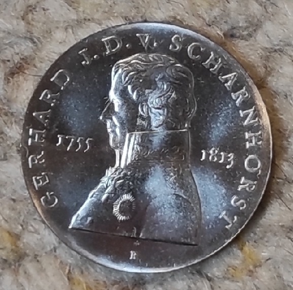  DDR 10 Mark 1980, SILBER, 225. Geburtstag von Gerhard von Scharnhorst   