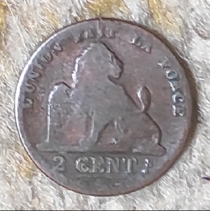  Belgien 2 Centimes 1851, etwas abgegriffen   